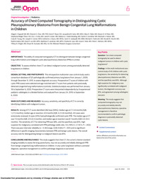 Accuracy of Chest Computed Tomography in Distinguishing Cystic ...